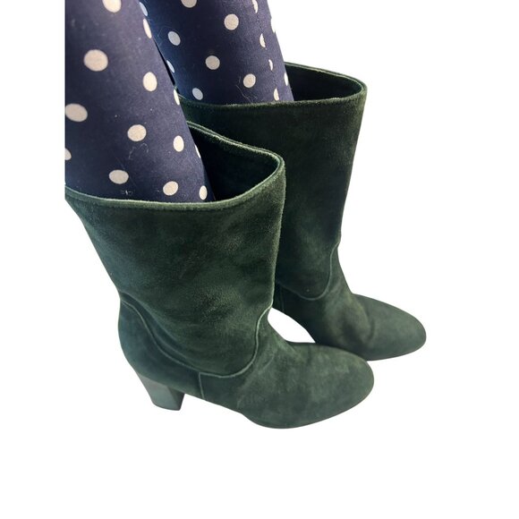 Free People Dakota Slouchy Emerald Distressed Suede Heel Boots 38 US 8 - Picture 2 of 6